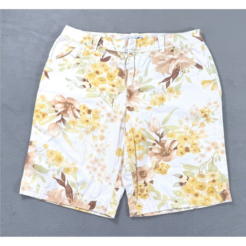 Caribbean Joe 12P Floral Bermuda Shorts Cotton Coastal Grandmother Garden Party